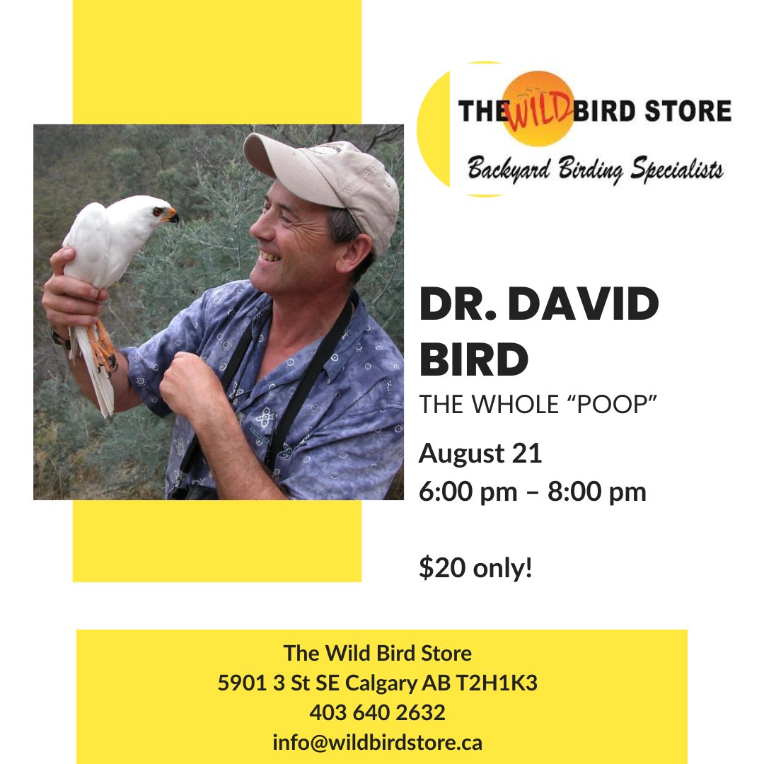 🦉 Dr. Bird presents The Whole “Poop” – a hilariously gross deep dive into bird digestion!
📅 Aug 21 | 6–8 PM | $20
📍 The Wild Bird Store

#DrDavidBird #BirdTalk #CalgaryEvents #BirdNerdsUnite