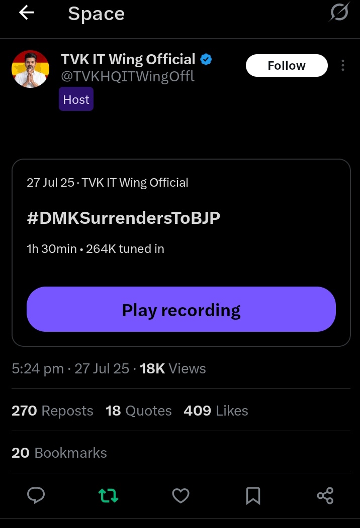KVFC_Official's tweet image. 264K+ tuned In 🙏🔥 @Actorvijay