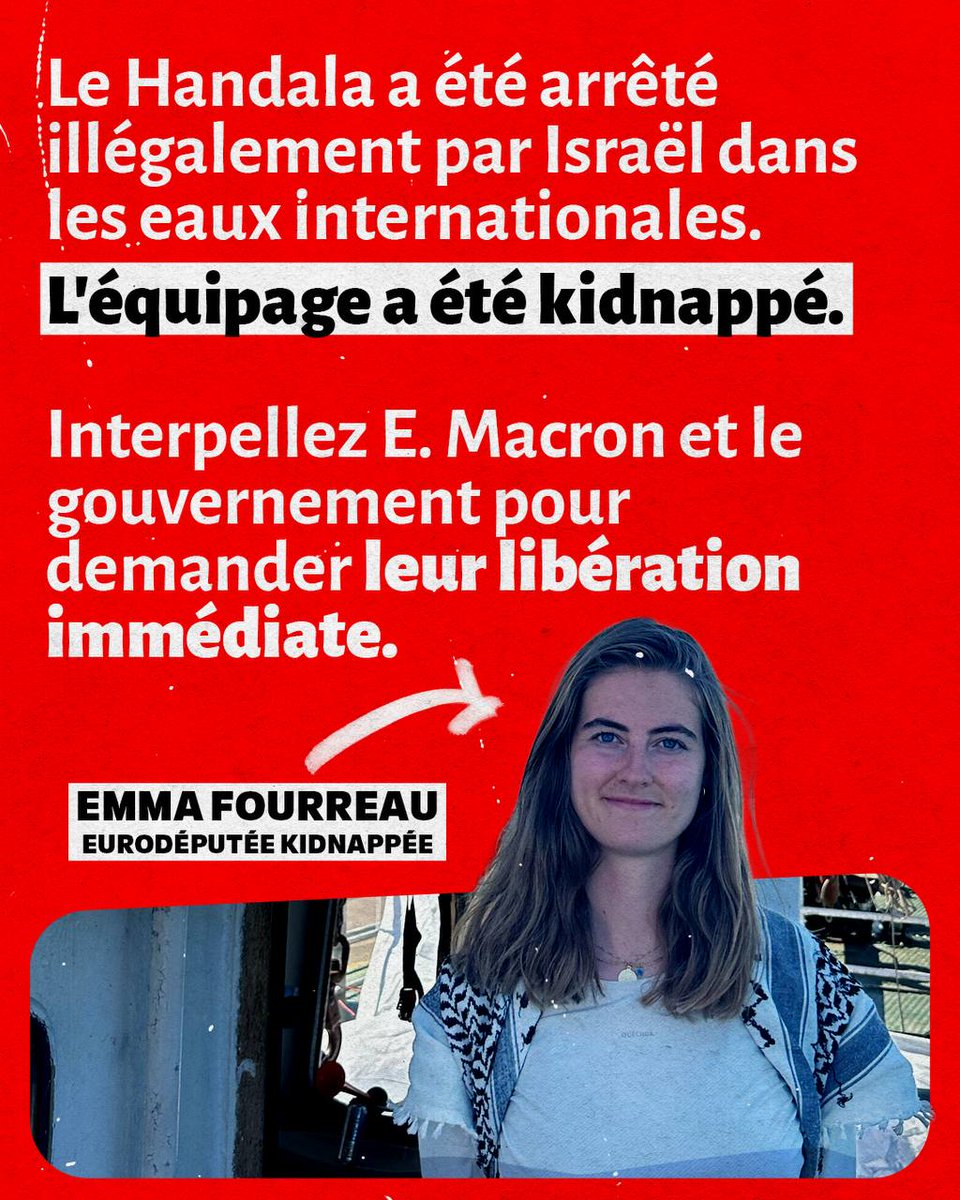Monica φ 🇨🇵🇵🇸🖤 ❤️ 💚 (@manouchkya) on Twitter photo Continuez d’interpeller les autorités <a href="/EmmanuelMacron/">Emmanuel Macron</a> Macron et le gouvernement français
<a href="/emma_frr/">Emma Fourreau</a> et l’équipage ont été amenés de force en 🇮🇱
Elle a refusé de signer le document attestant de leur entrée illégale sur le territoire
Elle est détenue en prison en attendant de voir⬇️ Continuez d’interpeller les autorités <a href="/EmmanuelMacron/">Emmanuel Macron</a> Macron et le gouvernement français
<a href="/emma_frr/">Emma Fourreau</a> et l’équipage ont été amenés de force en 🇮🇱
Elle a refusé de signer le document attestant de leur entrée illégale sur le territoire
Elle est détenue en prison en attendant de voir⬇️