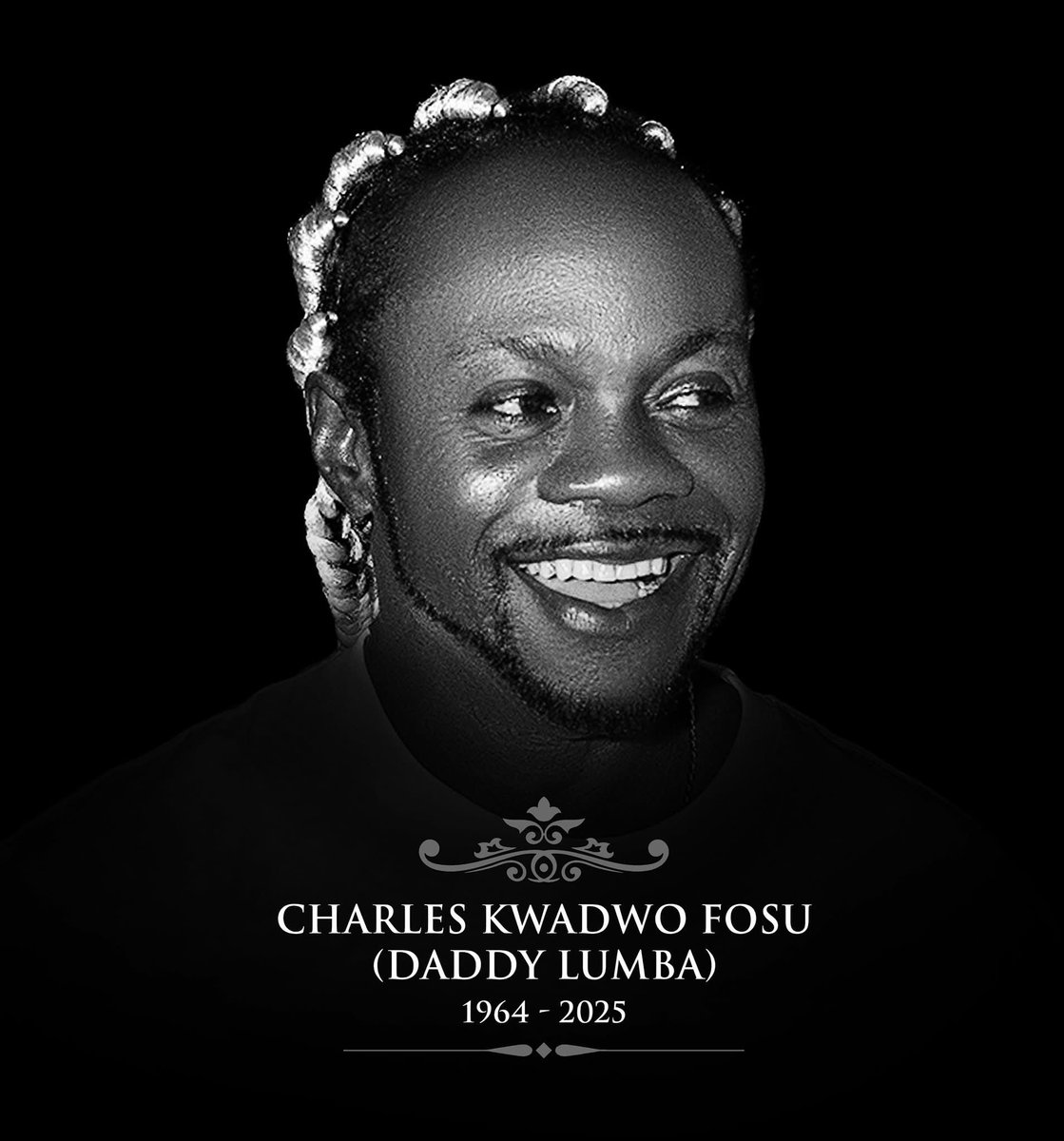 SimonElLongwell's tweet photo. My deepest condolences to the family, Ghana, and the diaspora on the passing of Hiplife legend Sir Charles Kwadwo Fosu — Daddy Lumba.

His voice and music defined generations. A true icon whose legacy will forever live in our hearts.

Rest in peace, Living Legend. 🕊🇬🇭 https://t.co/hynYDUyn0a