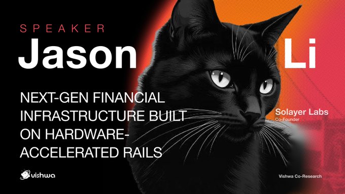 Jason Li展示下一代金融基础设施，配有黑猫图形
