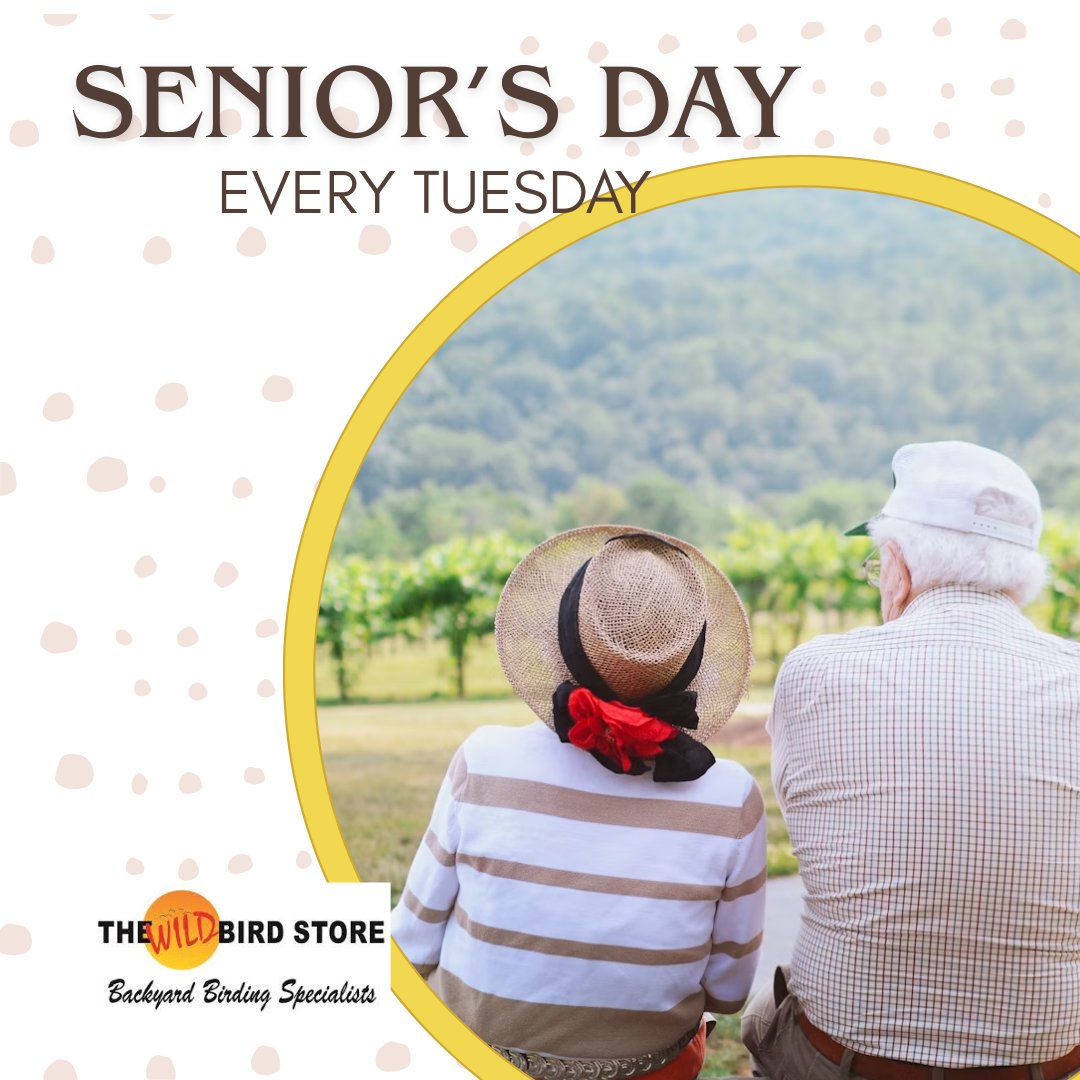 🧓🦜 Seniors save 10% every Tuesday at The Wild Bird Store!
(60+ | Excludes optics &amp; books)
Plus, earn Loyalty Points too! 💛
#SeniorsDiscount #YYCShopping #BirdLoversAsk