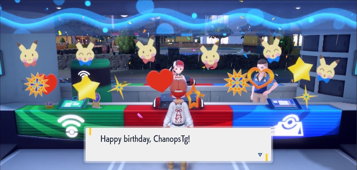 ChanopsT's tweet image. im geting lazier every year for my birthday post didnt even have time to draw my birthday art T^T anyway yep its my birthday . . . i forgot to buy my birthday spicy burrito BUT I DID get this cute message on #pokemon that made my day