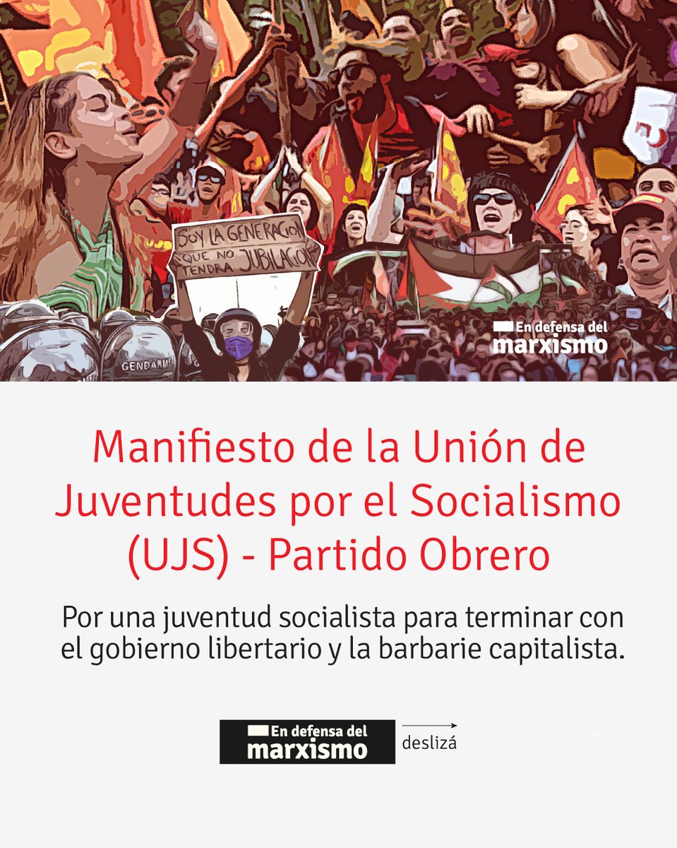 PartidoObrero's tweet image. 🗣 Manifiesto de la Unión de Juventudes por el Socialismo (UJS) – @PartidoObrero
Por una juventud socialista para terminar con el gobierno libertario y la barbarie capitalista
loom.ly/W_wvvOc
🚩 Estos artículos y más en👇🏼:
loom.ly/L_29HmY
