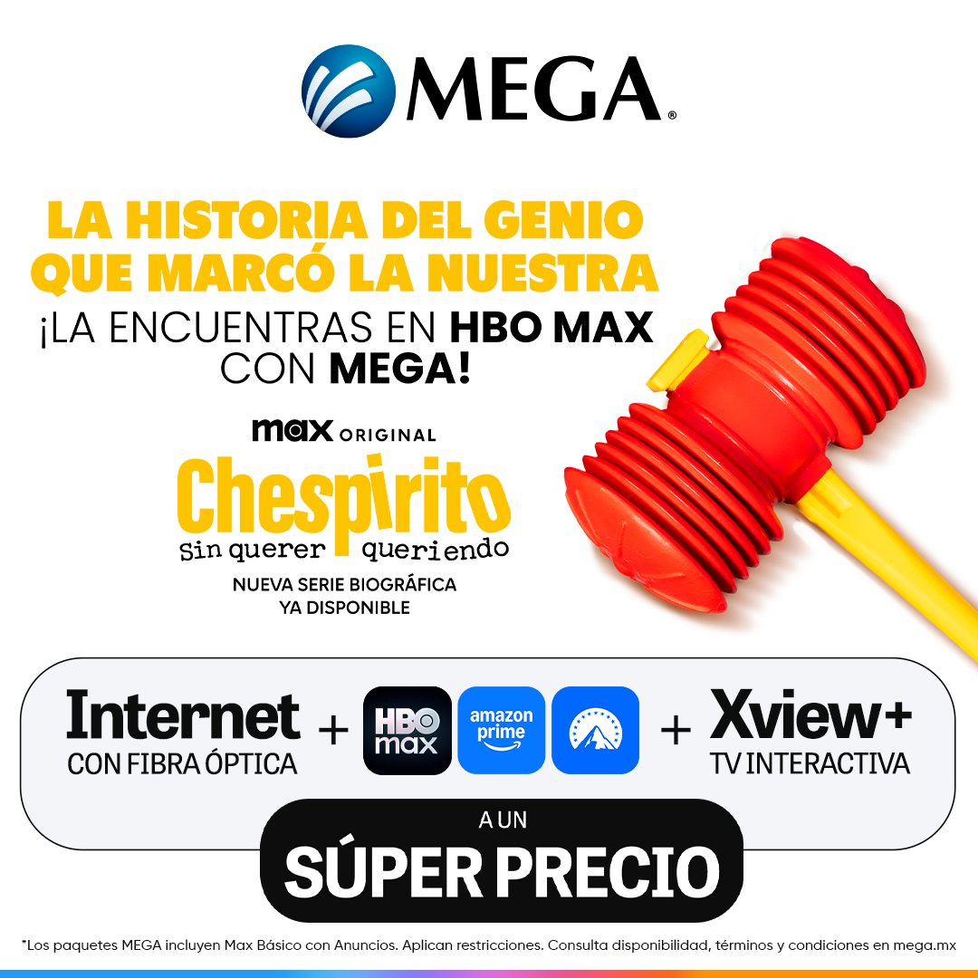 Megacable's tweet image. 🤩 ¡Contrata tu Triple Pack de MEGA con HBO Max incluido y disfruta de "Chespirito: Sin querer queriendo"! Además, Amazon Prime 🛒📦 y Paramount+ 🎬incluidos sin costo adicional. Ve ahora a mega.mx