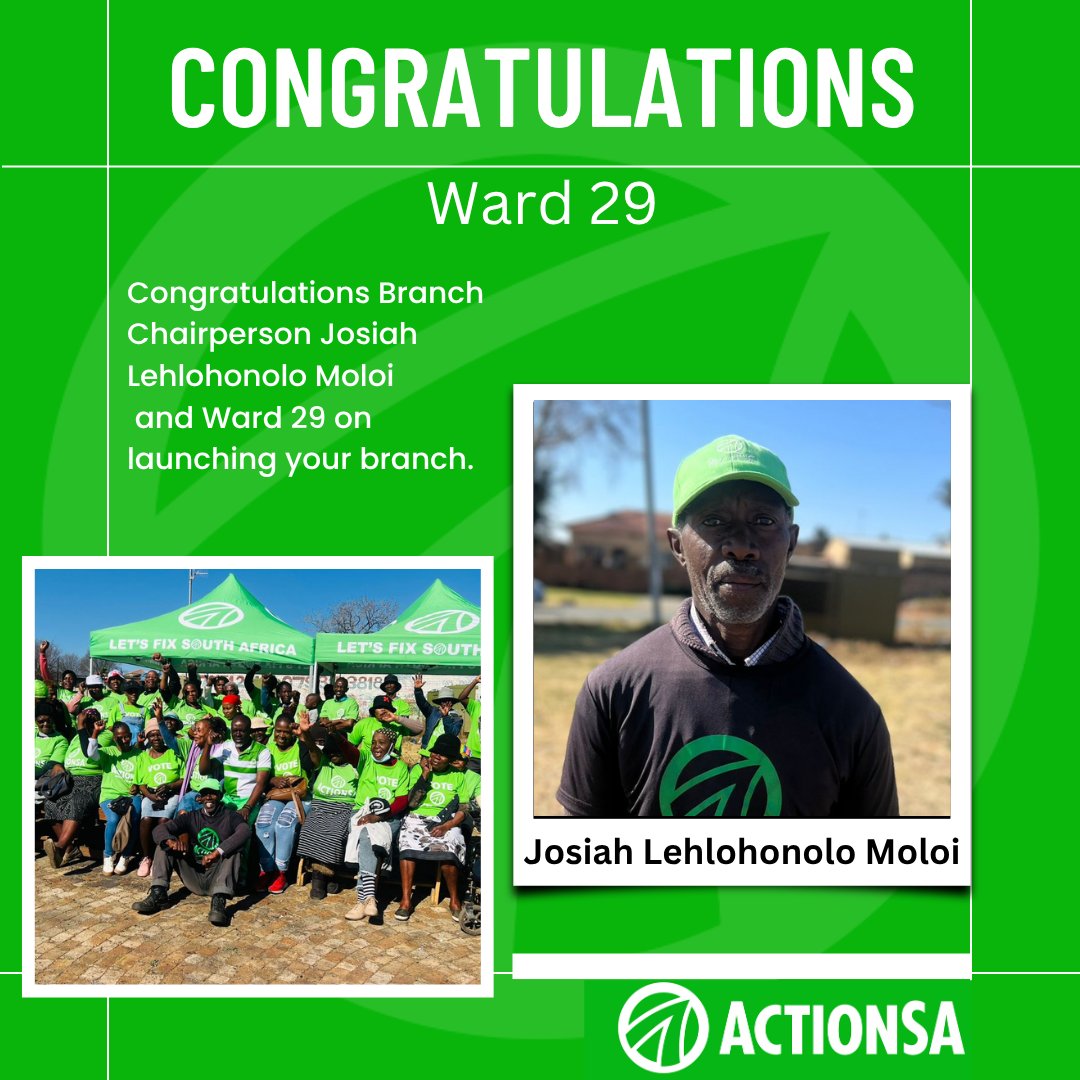 COJactionsaREC's tweet image. Congratulations to the newly elected branch chairperson Josiah Lehlohonolo Moloi and ward 29 on launching your branch.