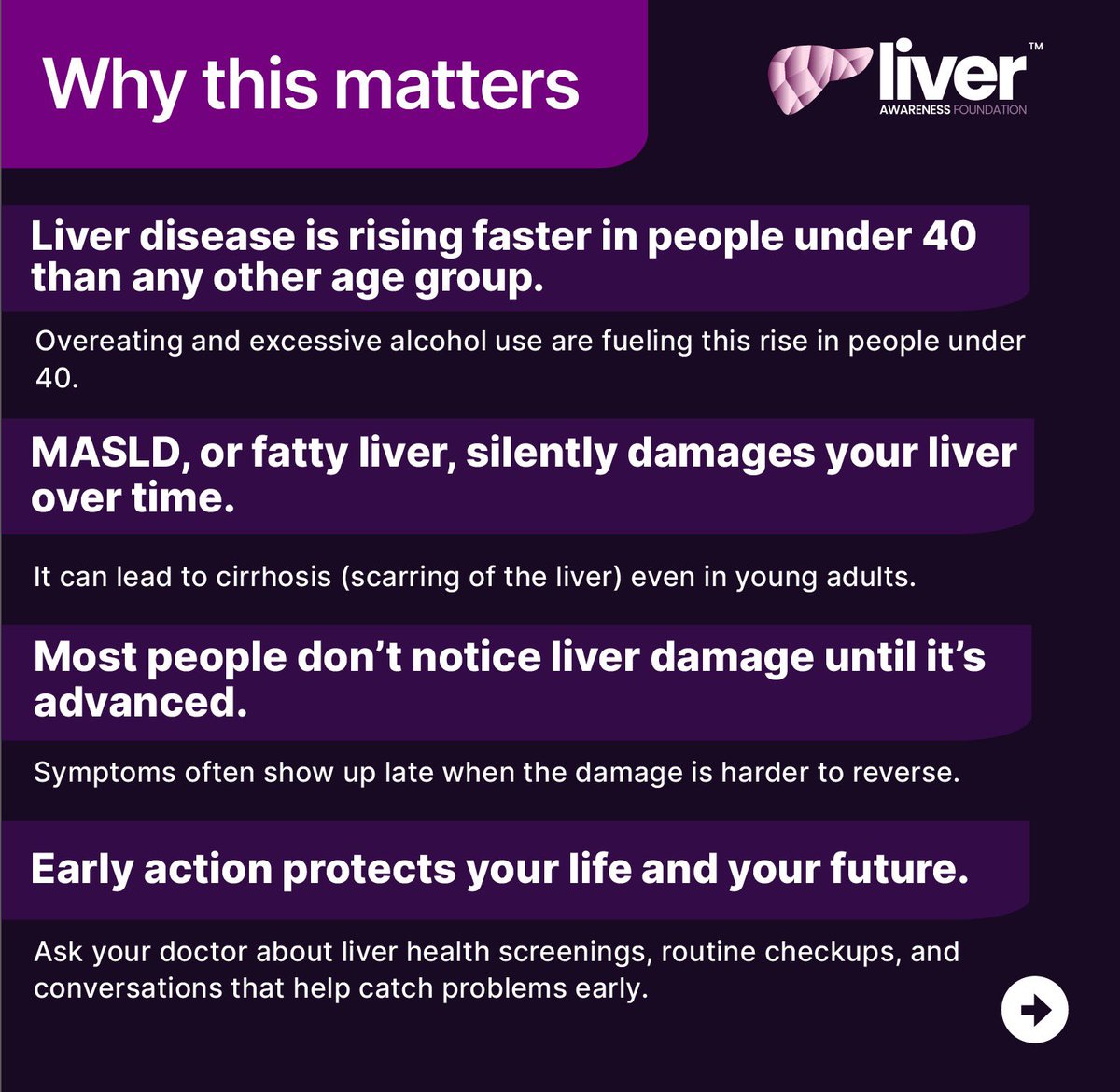 LiverAwareness's tweet image. Liver disease doesn’t wait until you’re older.
Thousands of young adults are being diagnosed every year.
They didn’t feel sick.
They didn’t think it applied to them.
Until it did.
World hepatitis day is tomorrow. Share this. Save lives.
#mindyourliver #liverawareness