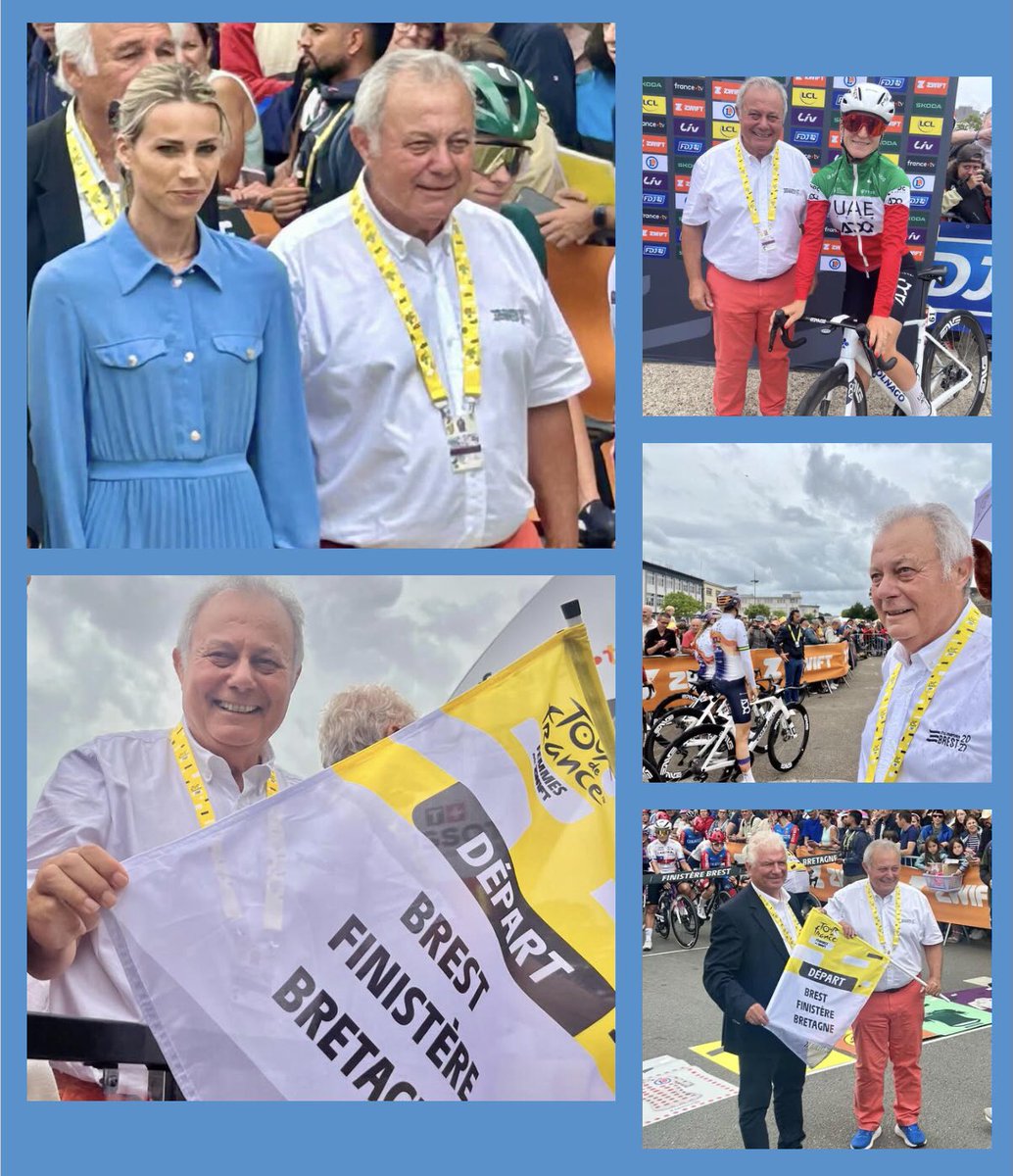 Très grande fierté d’avoir donné ce dimanche le départ de la 2e étape du Tour de France femmes. Beaucoup d’émotion au moment d’agiter le drapeau officiel avec Marion Rousse, directrice de l’épreuve, et François Cuillandre,permettant ainsi à 150 coureuses de s’élancer pour Quimper