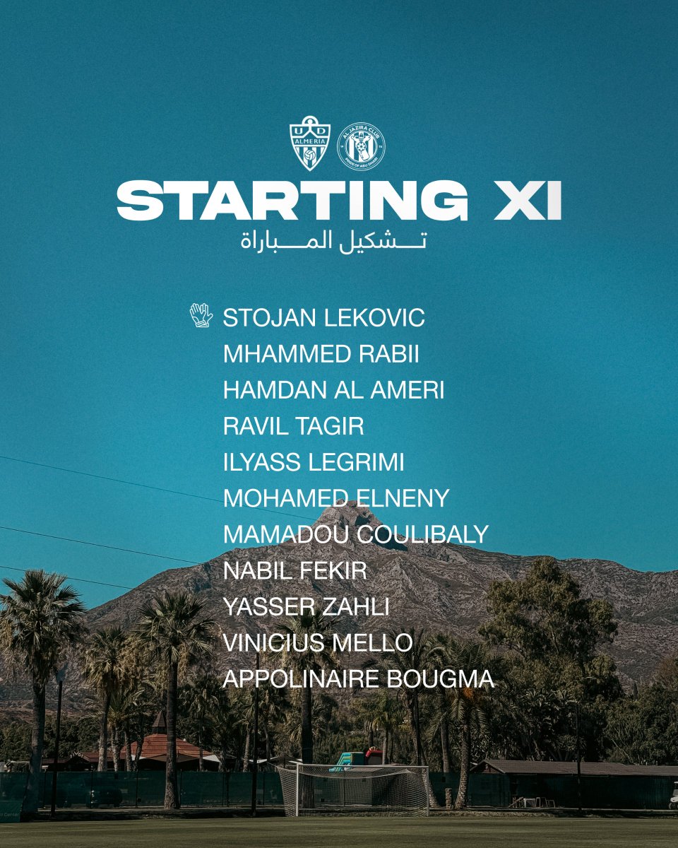 AlJaziraFC_EN's tweet image. 📋 The #PrideofAbuDhabi line up for today's friendly game vs UD Almeria 👇
#AJC #AlJaziraCamp
