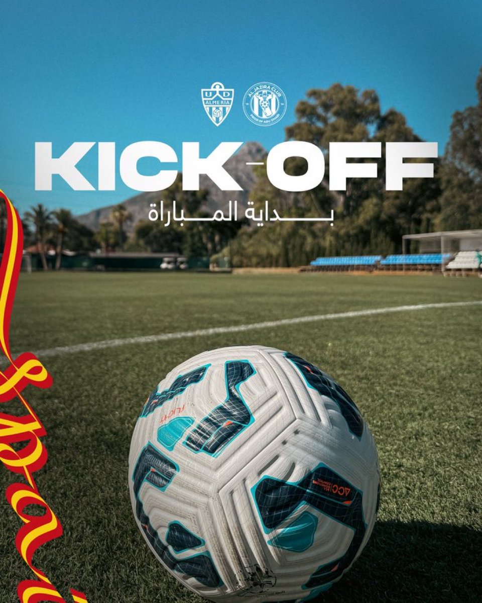 AlJaziraFC_EN's tweet image. 1 | ⏱️ | KICK-OFF! We’re underway against Almeria in our third pre season fixture ⚪️⚫️
#AlJaziraCamp #AJC