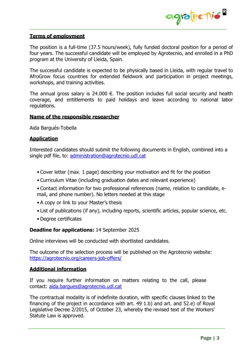 ObengCosmos's tweet image. PhD position: Soil Ecohydrology of Agroforestry Systems in sub-Saharan Africa