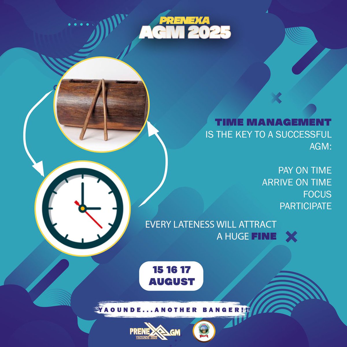 prenexa's tweet image. This year Time Consciousness will be Imperative!!!!
The fines will be Hard.
The Gong will be introduced like in those days up that Ntasen Hill.
Let's be guided
#PRENEXAAGM2025
#Yaounde2025
#AnotherBanger