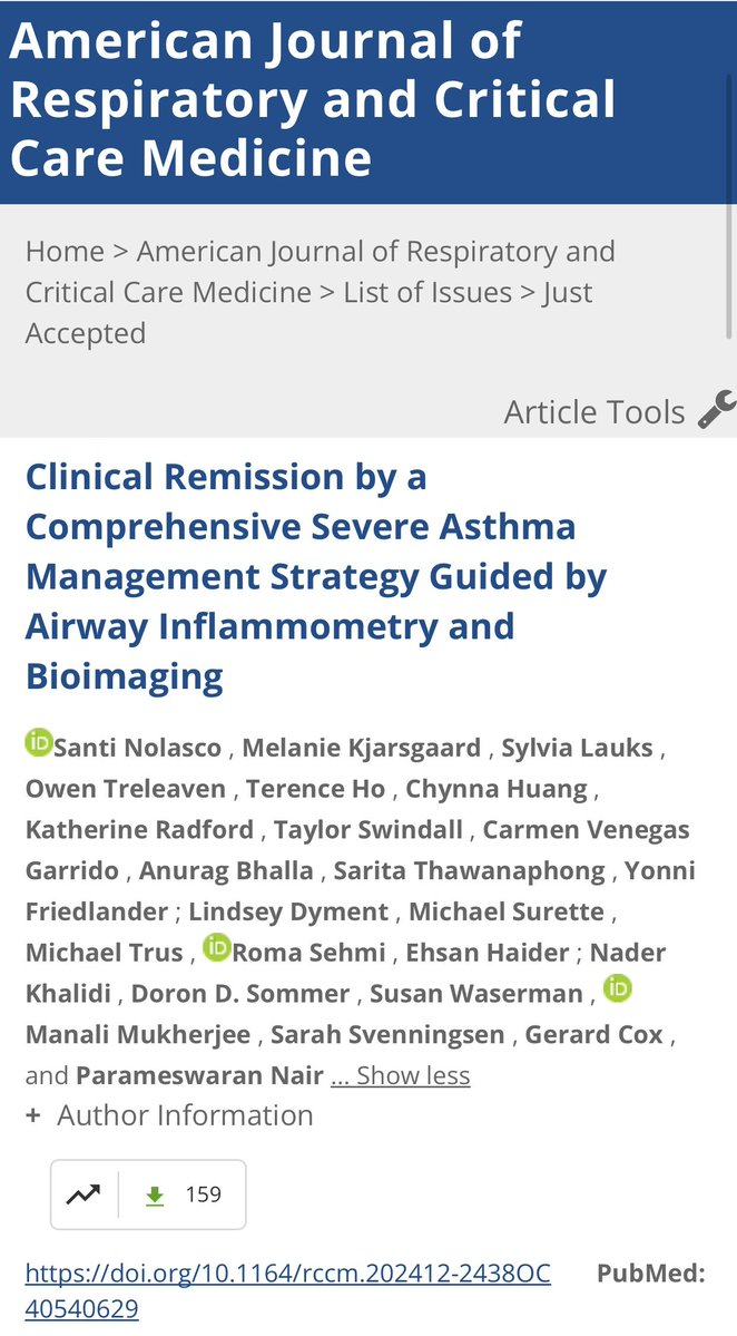 nolascos91's tweet image. Our paper "Clinical Remission by a Comprehensive Severe Asthma Management Strategy Guided by Airway Inflammometry & Bioimaging" is now published in the @ATSBlueEditor #BlueJournal!
🔗doi.org/10.1164/rccm.2…
#SevereAsthma #AsthmaResearch #PersonalizedMedicine
@atscommunity
