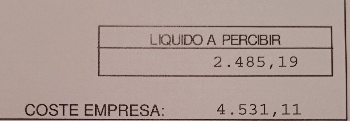Me acabo de despertar y mirad lo que me encuentro.

Cobras 2.485€ netos. Pero a tu empresa le cuestas 4.531€.

Cada mes, el Estado te birla 2.046€.

¿A cambio? Un sistema de reparto quebrado y servicios públicos de risa.

El socialismo y la izquierda están acabando con España.