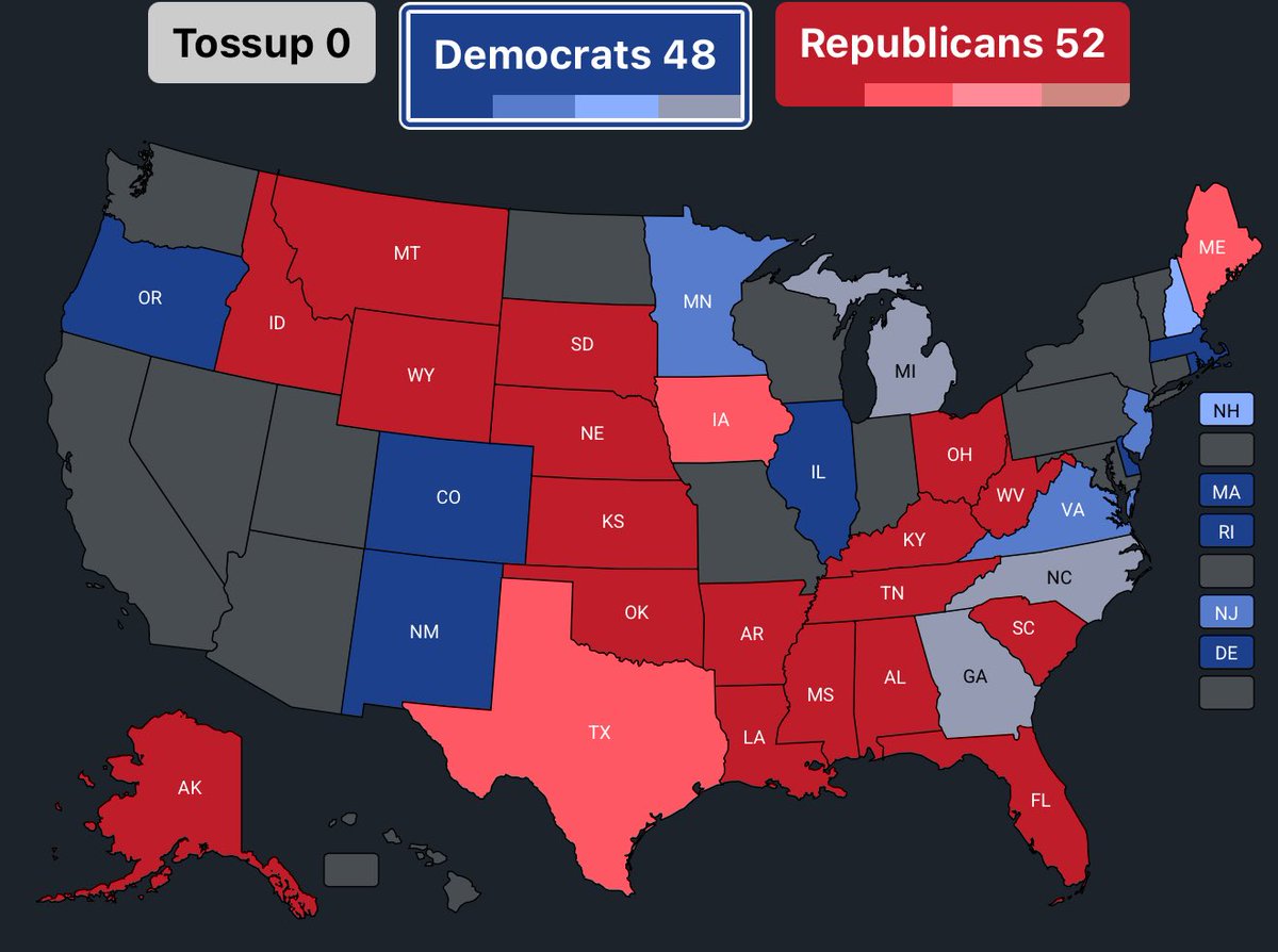 JHawleyStan's tweet image. Ok, I had to make some assumptions on redistricting and I changed some predictions over the last few days, but here is my current prediction for 2025-26: