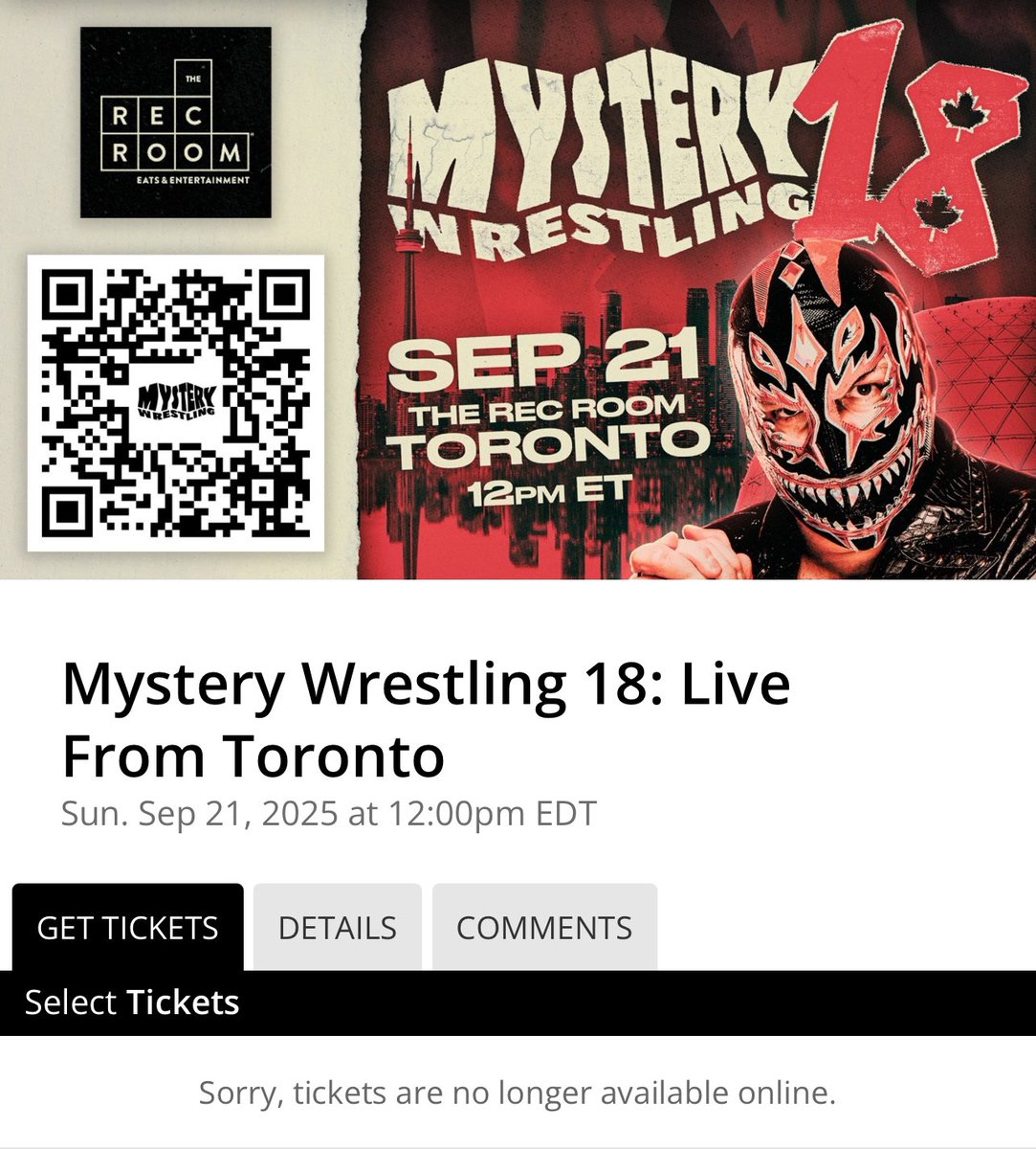 EvilUno's tweet image. #MysteryWrestling18 in Toronto is SOLD OUT… again!

Thank you everyone for supporting @MysteryWrestlin. Our next event is the 24-Hour Live Stream for Fighting Back: Wrestling With Cancer on August 11!
