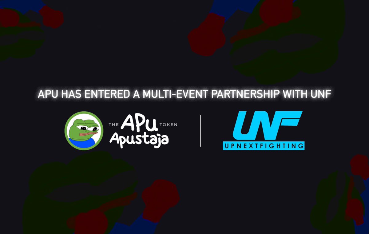 Apu Apustaja (@apuscoin) on Twitter photo Exciting news frens ๐ธ
Weโve entered into a multi-event partnership with <a href="/UpNextFighting/">Up Next Fighting</a>
Partnership includes:
โ Apu on the cage & ring cards
โ Apu in the program
โ Apu on step + repeat banner
โ Flyers on all seats w/ QR code for Apu
โ Ring announcer mentions
โ Merch giveaways Exciting news frens ๐ธ
Weโve entered into a multi-event partnership with <a href="/UpNextFighting/">Up Next Fighting</a>
Partnership includes:
โ Apu on the cage & ring cards
โ Apu in the program
โ Apu on step + repeat banner
โ Flyers on all seats w/ QR code for Apu
โ Ring announcer mentions
โ Merch giveaways