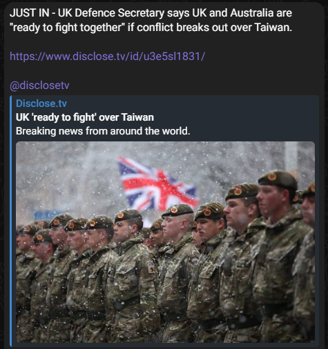 The UK basically runs Taiwans exports/imports, they use atlantic trade companies, old east indies trade routes &amp; their contracts end from ww1/ww2 in the area of Taiwan around the 2030-2033 range

The UK doesn't want to have another island slip from their fingers, too much money.
