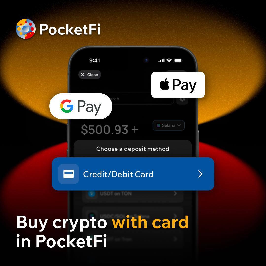 💳 𝗕𝘂𝘆 𝗰𝗿𝘆𝗽𝘁𝗼 𝘄𝗶𝘁𝗵 𝗔𝗽𝗽𝗹𝗲 𝗣𝗮𝘆 𝗼𝗿 𝗚𝗼𝗼𝗴𝗹𝗲 𝗣𝗮𝘆  𝗶𝗻 𝗣𝗼𝗰𝗸𝗲𝘁𝗙𝗶 𝟮.𝟬 Top up your crypto balance in 𝟭𝟮𝟬 𝗳𝗶𝗮𝘁  𝗰𝘂𝗿𝗿𝗲𝗻𝗰𝗶𝗲𝘀 — with any method you like. 🌍 Apple Pay, Google Pay,