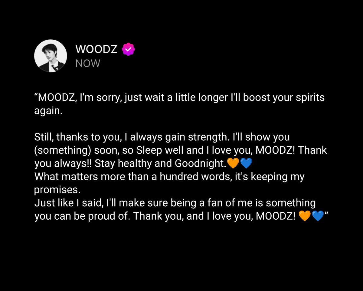 woodzxc's tweet image. 250728 WOODZ on Berriz
βWhat matters more than a hundred words, it's keeping my promises. Just like I said, I'll make sure being a fan of me is something you can be proud of. Thank you, and I love you, MOODZ! π§‘πβ