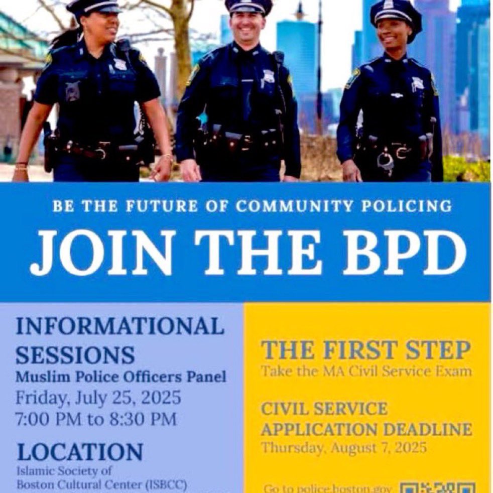AlexDuncanTX's tweet photo. Unbelievable! Boston PD is now recruiting Muslim Police Officers. Muslims stand in opposition to OUR constitution, and can never truly swear an oath to uphold and defend our constitution. This is taqiyya. https://t.co/YNqm23shap