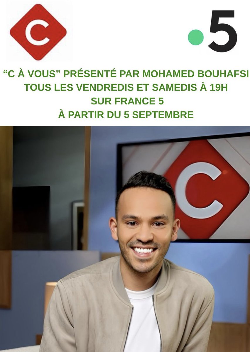 📺 J-4️⃣0️⃣ avant #CàVous présenté par <a href="/mohamedbouhafsi/">Mohamed Bouhafsi</a> le 5 septembre à 19h sur France 5.