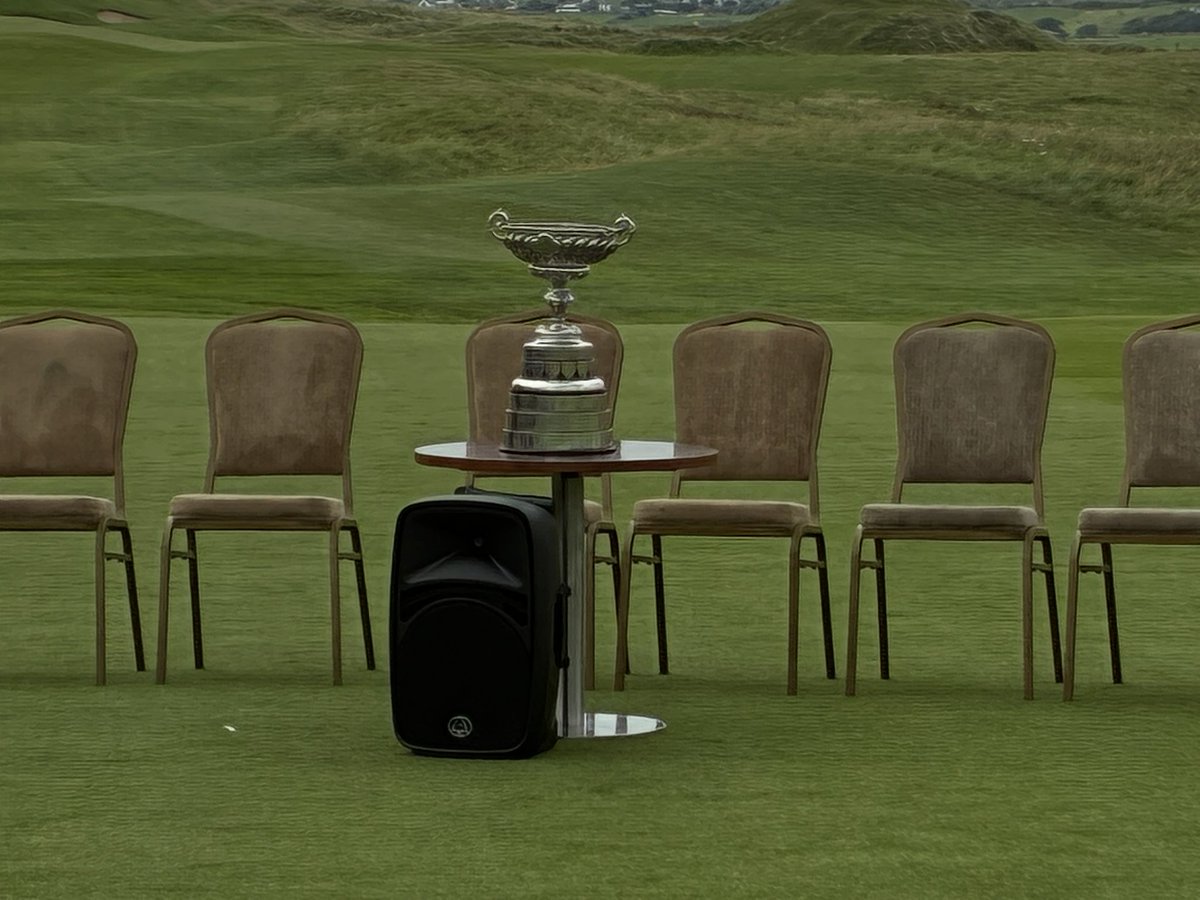 ClareFM's tweet image. The famous trophy awaits its presentation to @LahinchGolfClub’s Jonathan Keane