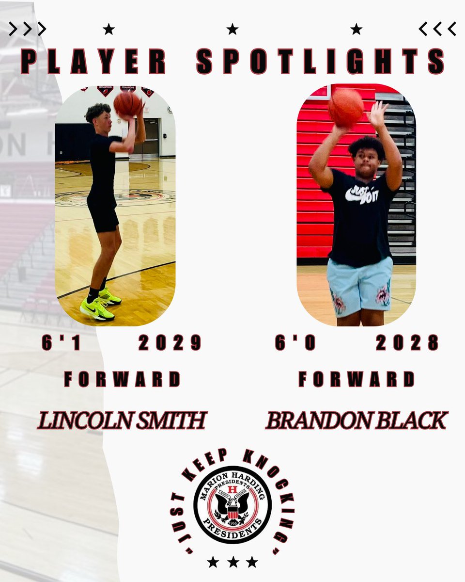 Marion Harding Boys Basketball (@prexyhoops) on Twitter photo Made it to the last week of July! Ready to finish off the month strong! Congratulations to Lincoln Smith and Brandon Black for earning our Player Spotlights of the week! #JustKeepKnockin <a href="/HardingPrexies/">Harding Presidents</a> Made it to the last week of July! Ready to finish off the month strong! Congratulations to Lincoln Smith and Brandon Black for earning our Player Spotlights of the week! #JustKeepKnockin <a href="/HardingPrexies/">Harding Presidents</a>