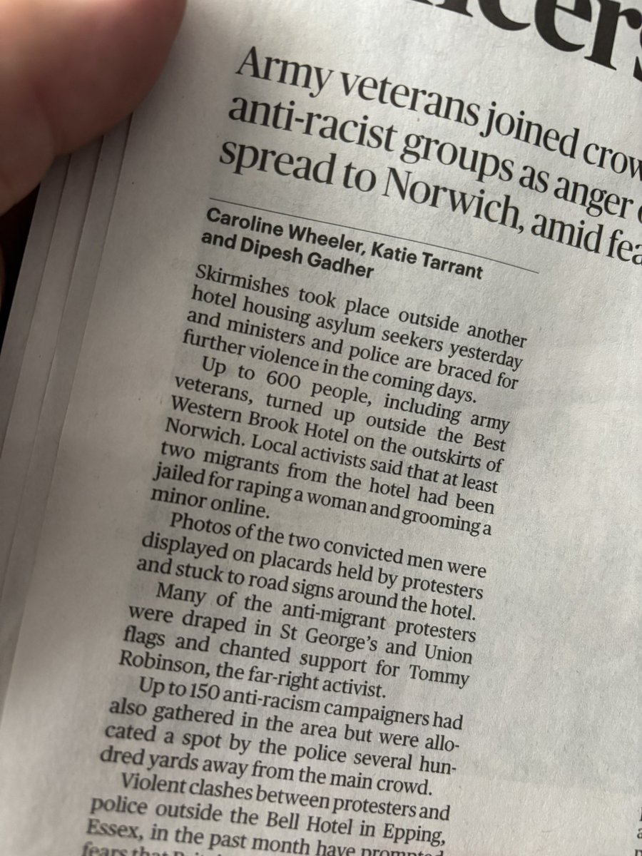 GPR Williams (@ukausveteran) on Twitter photo I’m interested in why “Army Veterans” being there or not is of any relevance to this story.
Not only is this lazy and provocative, it’s unhelpful and adds to the irritating perception that Veterans are mad, bad or sad. Be better please.
<a href="/cazjwheeler/">caroline wheeler</a> <a href="/KatieTarrant_/">Katie Tarrant</a> <a href="/DipeshGadher/">Dipesh Gadher</a> I’m interested in why “Army Veterans” being there or not is of any relevance to this story.
Not only is this lazy and provocative, it’s unhelpful and adds to the irritating perception that Veterans are mad, bad or sad. Be better please.
<a href="/cazjwheeler/">caroline wheeler</a> <a href="/KatieTarrant_/">Katie Tarrant</a> <a href="/DipeshGadher/">Dipesh Gadher</a>