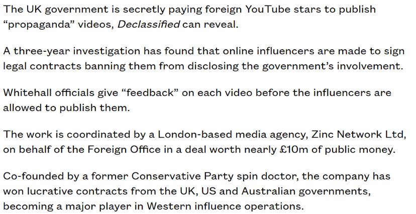 🚨BREAKING: UK Government allegedly paid social media influencers for covert propaganda