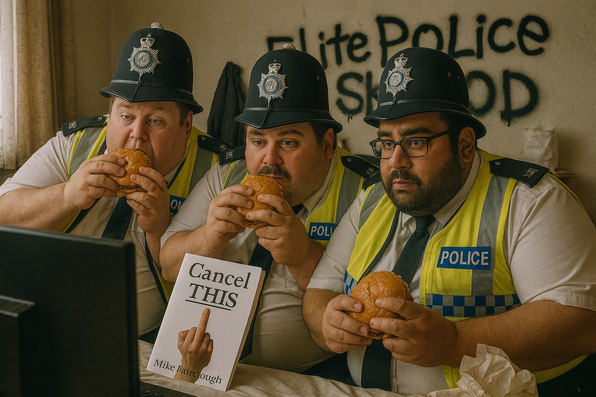 Behold Britain’s feared 'Elite Police Squad' hard at work. Bravely scouring social media (between Netflix binges and tactical PornHub sessions) for anyone who dares say they quite like Britain. 🇬🇧

Free speech? That’s a hate crime, mate. 🫡🍔
#ThoughtCrimes #UKPolice #CancelTHIS