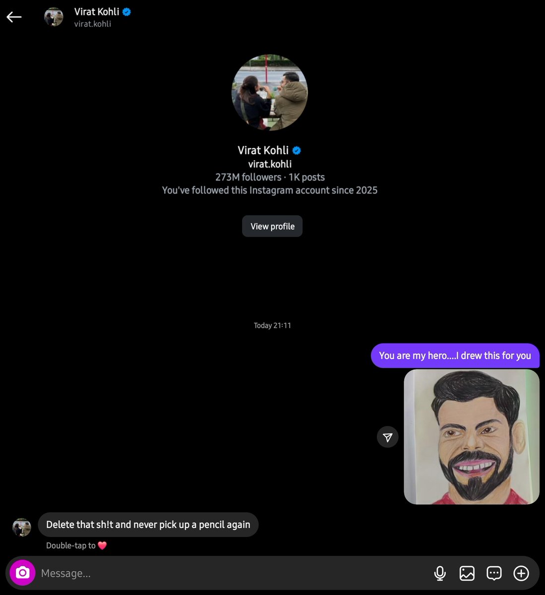 GSwami0011's tweet image. OMG #ViratKohli just replied to me 🤩🤩