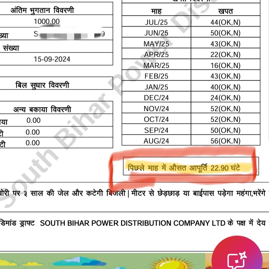 IndexBihar's tweet image. Check average power supply in Patna Rural.
Average supply in last month 22.90 hours.