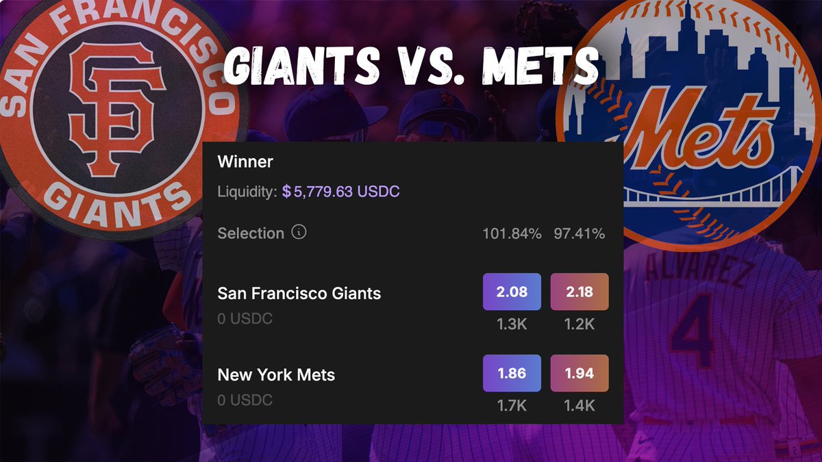 Sunday Night Baseball ⚾🔥

Giants vs. Mets looks like a must watch, with Mets riding a 6-game win streak 📺👀

Turn $500 into $902 if they make it 7 from 7 💸