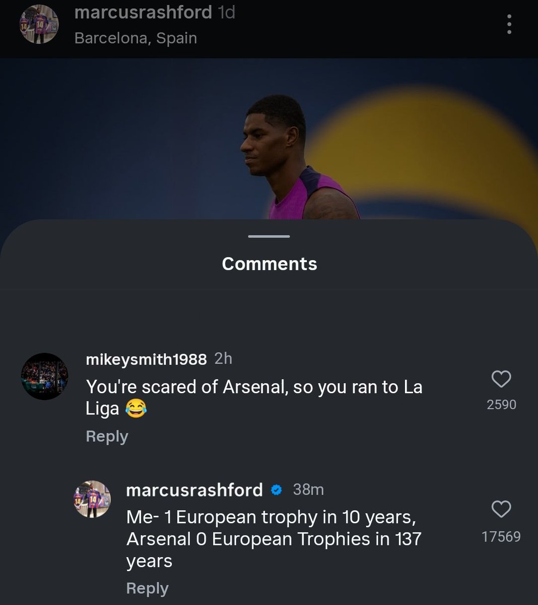 DorguBall's tweet image. 📲Marcus Rashford on Instagram 😭😭

#MUFC #Rashford #BarcelonaFC #ManchesterUnited