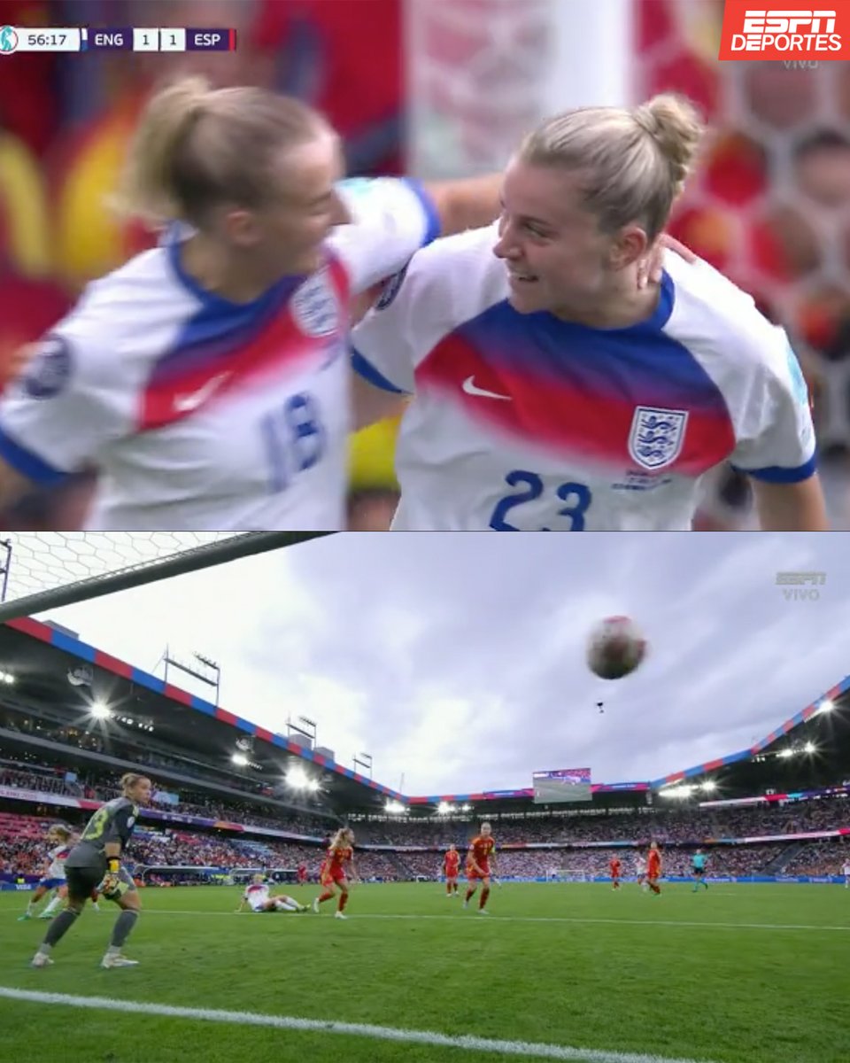 ESPNDeportes's tweet image. ¡Inglaterra empata contra España! 💥
Ahora el cabezazo fue de Alessia Russo y la final de la Euro ya está 1-1. 🔥