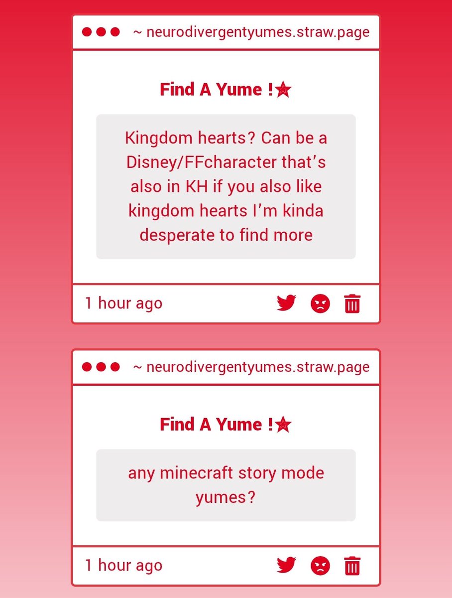 neurodivyume's tweet image. Find A Yume ✧
1. Kingdom Hearts
2. Minecraft story mode