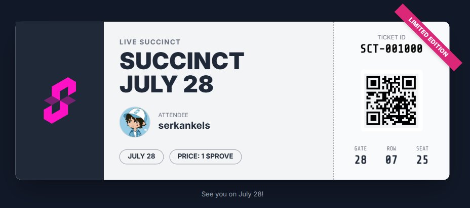 serkankels's tweet image. 🎟️ SUCCINCT TICKET 🎟️

Limited tickets for July 28!

IT’S LIVE NOW!
Go grab your ticket 

👉 succinct-ticket.vercel.app

@SuccinctLabs @0xCRASHOUT
