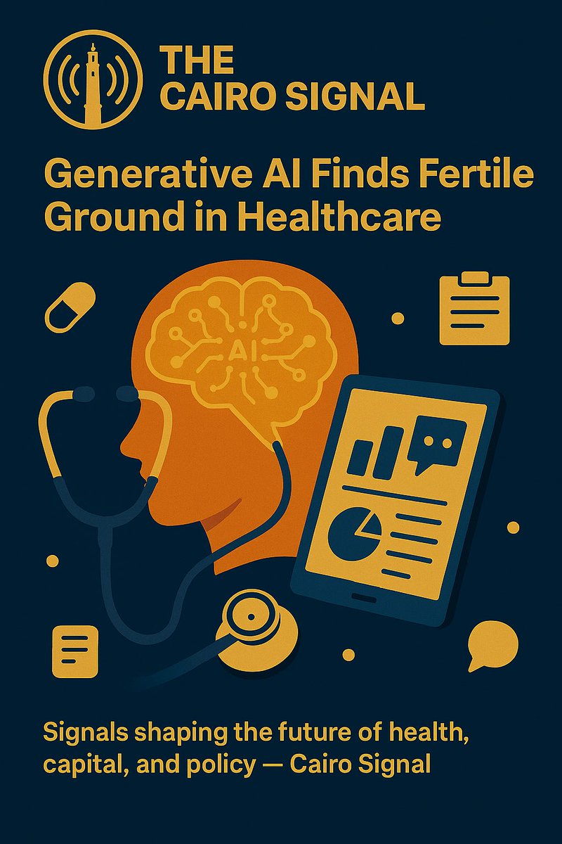 CairoSignal's tweet image. 🧭 Cairo Signal | Generative AI Finds Fertile Ground in Healthcare

Healthcare is notoriously inefficient, expensive, and slow to change. But generative AI — the same technology powering advanced chatbots and content engines — is finding real traction in one of the world’s most…