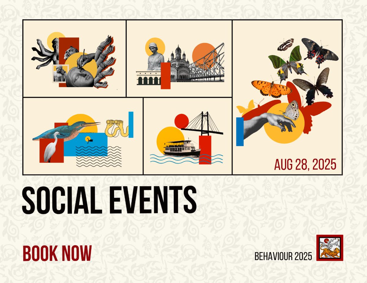 Behaviour 2025 (@behaviour2025) on Twitter photo Explore Kolkata through our Social events!
#Behaviour2025 isn’t just about science, it’s also your chance to soak in the spirit of the City of Joy! Join us for a series of unforgettable social events
28th & 30th August 2025
👉Click here to learn more: behaviourindia2025.in/Social-Events.… Explore Kolkata through our Social events!
#Behaviour2025 isn’t just about science, it’s also your chance to soak in the spirit of the City of Joy! Join us for a series of unforgettable social events
28th & 30th August 2025
👉Click here to learn more: behaviourindia2025.in/Social-Events.…