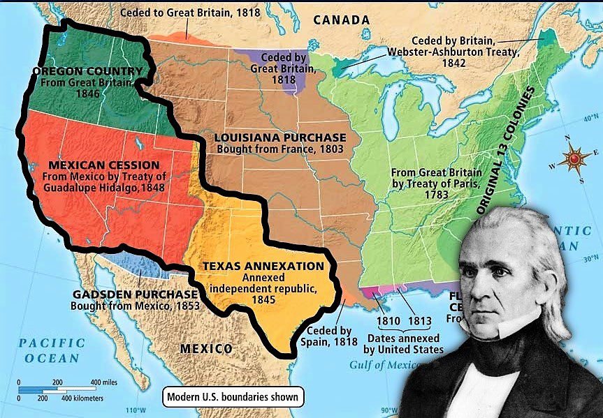 MoundLore's tweet image. One war. One lie.
One map that changed everything.
In 1845, James K. Polk took office with a plan to grow America….fast.
By 1849, the U.S. had taken half of Mexico, occupied the Pacific coast, and swallowed Indigenous lands by the millions.
This is the war few know.
🧵