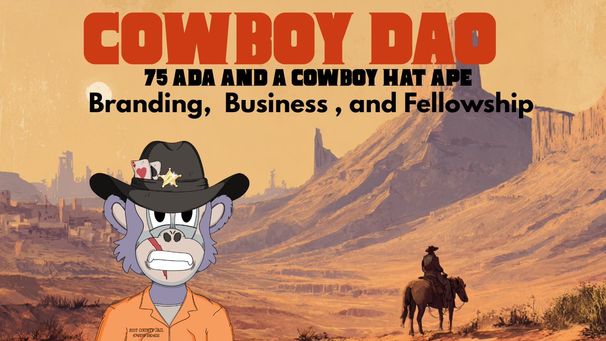 JustinJMiller11's tweet image. Do you have a @ApingRiotCNFT with a #CowboyHat
Well, thats half way to getiing in the #CowboyDAO add 75 ada to $cowboy-dao and Hop into the ARC Discord and get your Rolls.