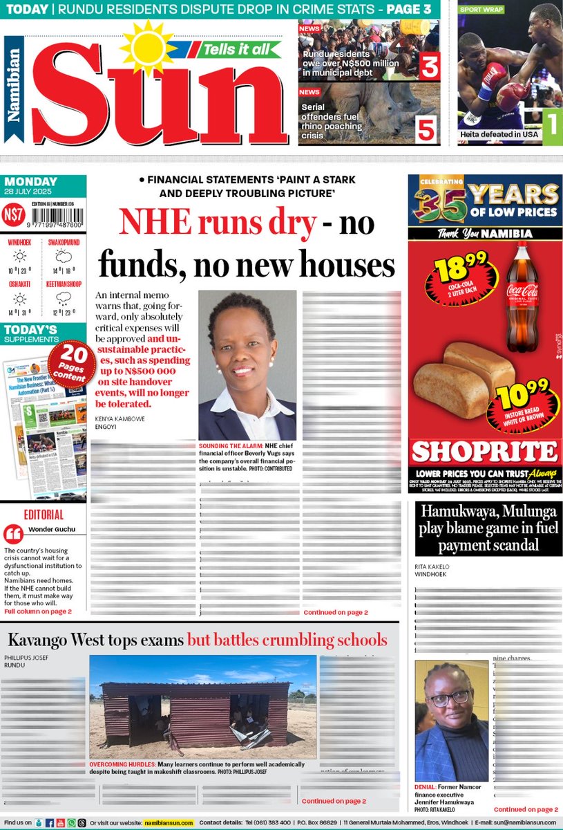 namibiansun's tweet image. Monday news!
