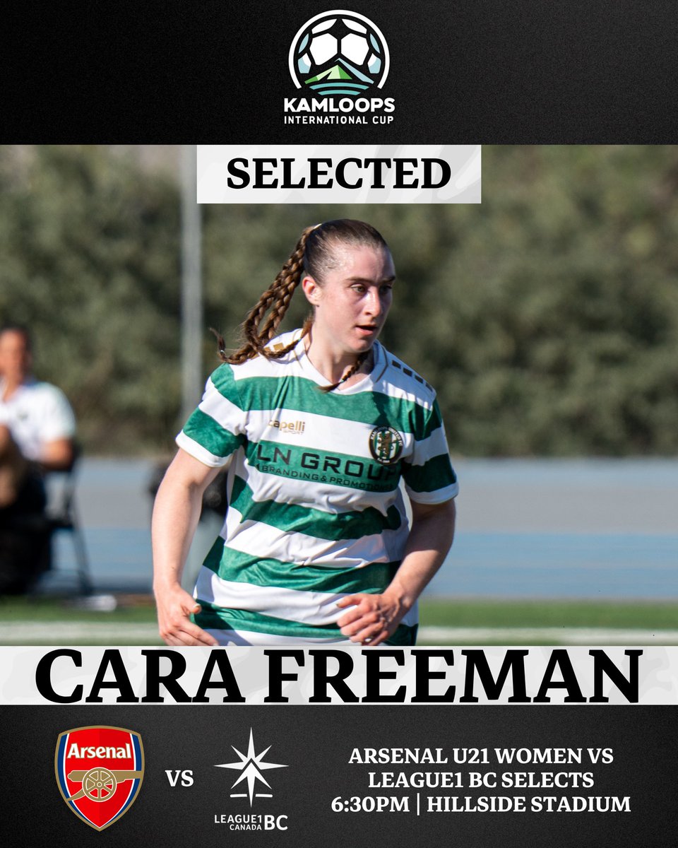 kamloopsunited's tweet image. Selected ✅
Taylor Miller, Emily Clark, Cara Freeman, and Erin Freeman will all represent the @League1BC Selects Tonight vs Arsenal’s U21 Women! 👏
Hillside Stadium
Kickoff - 6:30 PM
#KamloopsUnitedFC #KamloopsInternationalCup