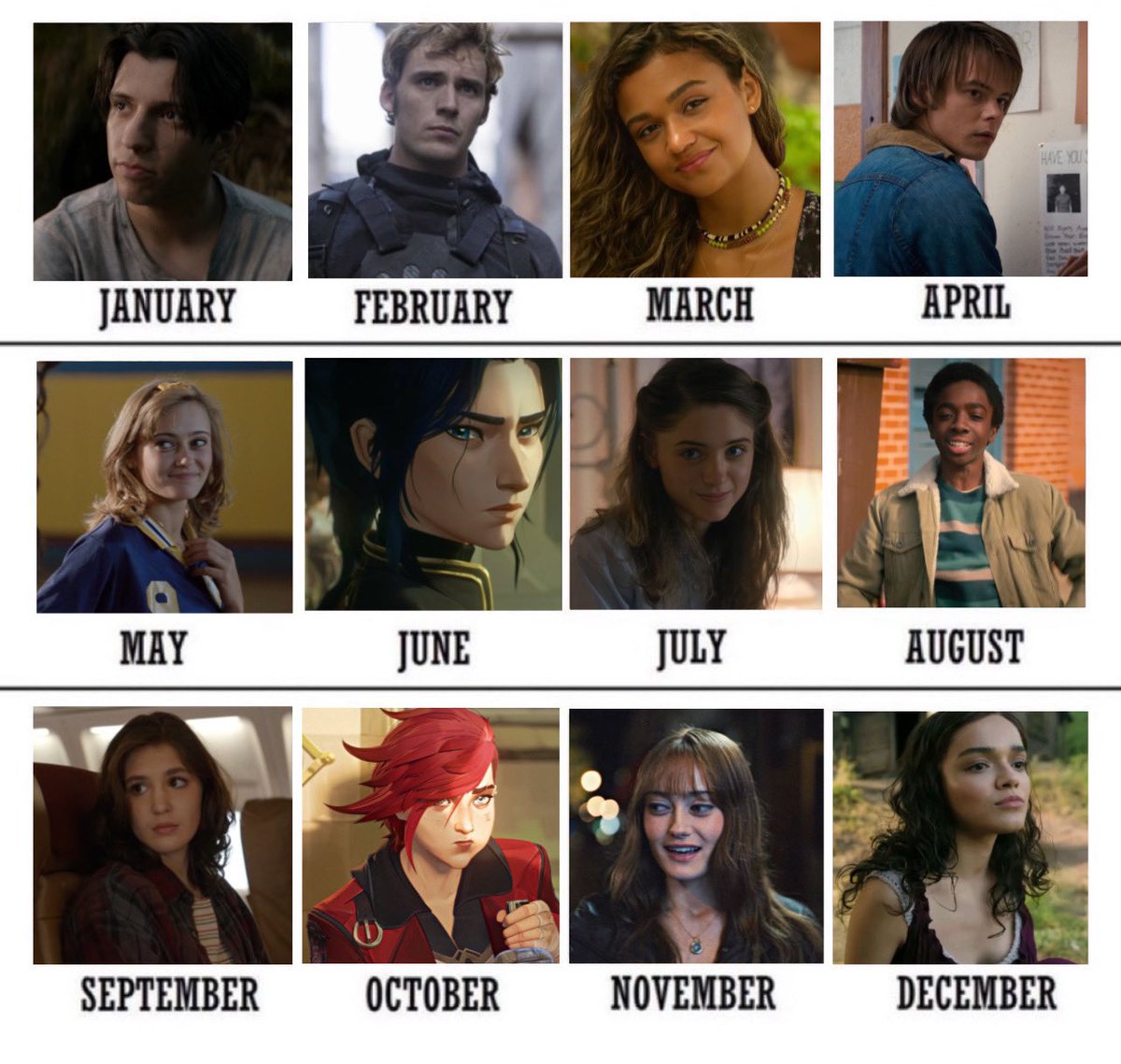 caitvisim's tweet image. which one of my fav characters is your birthday month?!?! (stolen from oomfs)