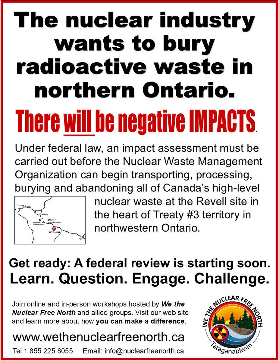 The NWMO is seeking public input _BEFORE_ filing their actual project description. How should we respond?
Join us for a one-hour conversation on Tuesday, August 5, about how we can learn, question, engage &amp; challenge. Visit wethenuclearfreenorth.ca/impacts