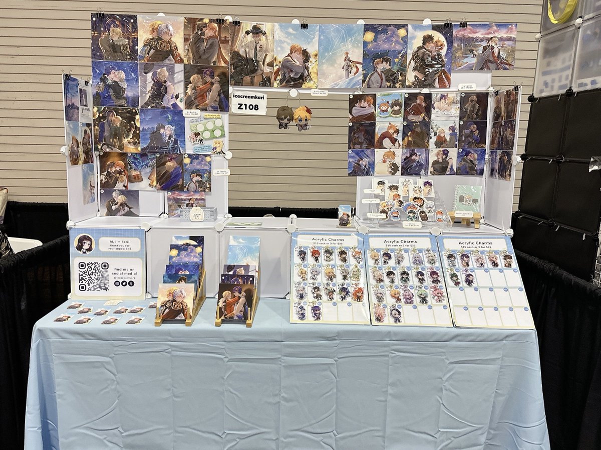 icecreamkari's tweet photo. all set up for day 2 of aiba!!
come say hi at z108!
(i forgot to post a pic here yesterday 🤡)
#ANIMEImpulseBA2025 #aibay https://t.co/2c0FJTOwab