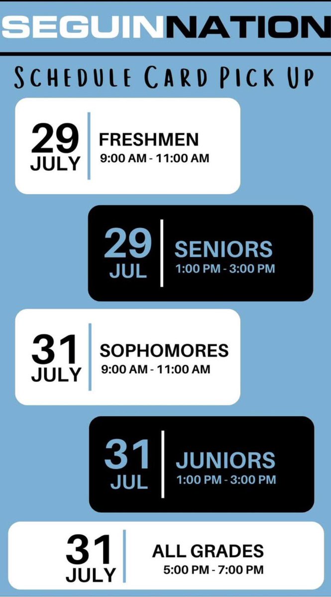 ASeguinTrack's tweet image. Freshman cougar camp this week 
July 30th 10-11AM, excited to meet all the future Cougs! 

Schedule Pick Ups this week by grade! Excited to see all of SeguinNation there! #SeguinNation #Southside #BiggerThanMe #DIRT @coachjoegordon @blin_jr