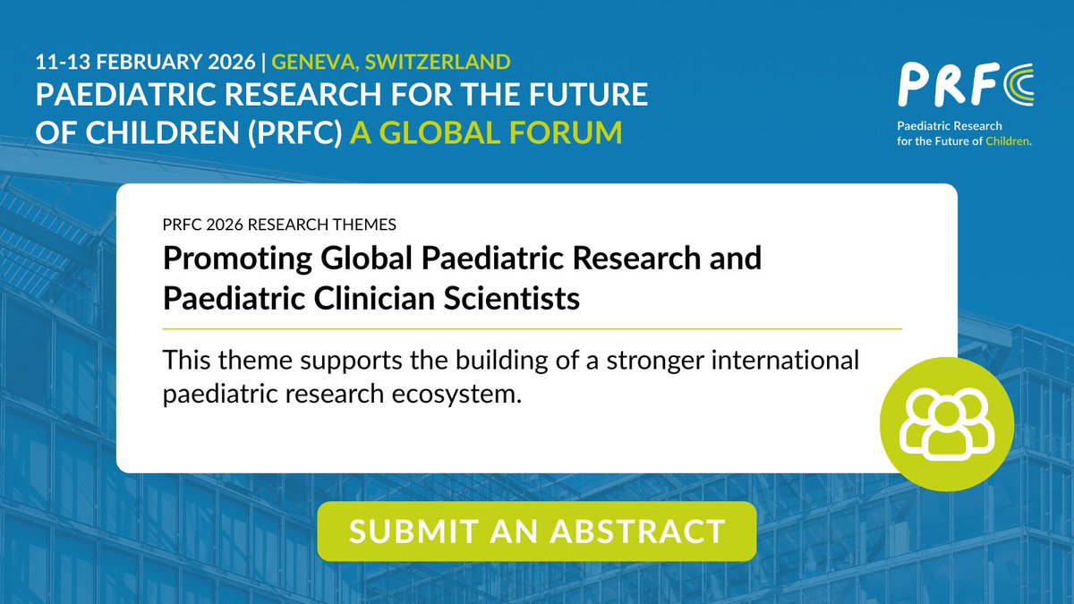 ESPR_ESN's tweet image. Join us at #PRFC2026 with @SocPedResearch. Key themes:
🧬Precision Medicine & Novel Therapies
📊Big Data in Pediatric Research
🧠Child Mental Health & Development
👶Early Life Determinants of Health
🌍Global Pediatric Research
Submit abstracts by 31.07: prfc-forum.org