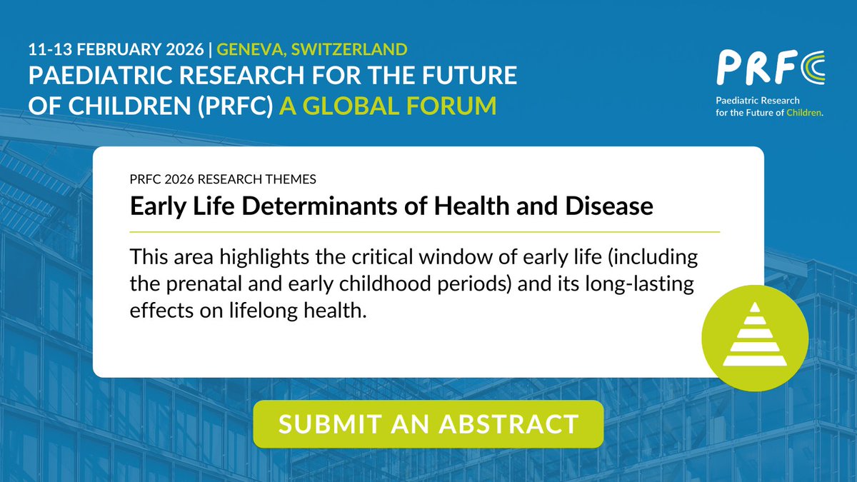 ESPR_ESN's tweet image. Join us at #PRFC2026 with @SocPedResearch. Key themes:
🧬Precision Medicine & Novel Therapies
📊Big Data in Pediatric Research
🧠Child Mental Health & Development
👶Early Life Determinants of Health
🌍Global Pediatric Research
Submit abstracts by 31.07: prfc-forum.org
